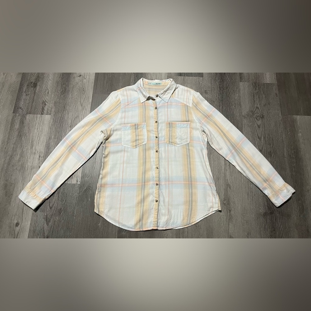 Maurices Pastel Plaid Flannel - Women’s Medium - Button Up, Long Sleeve, Collar